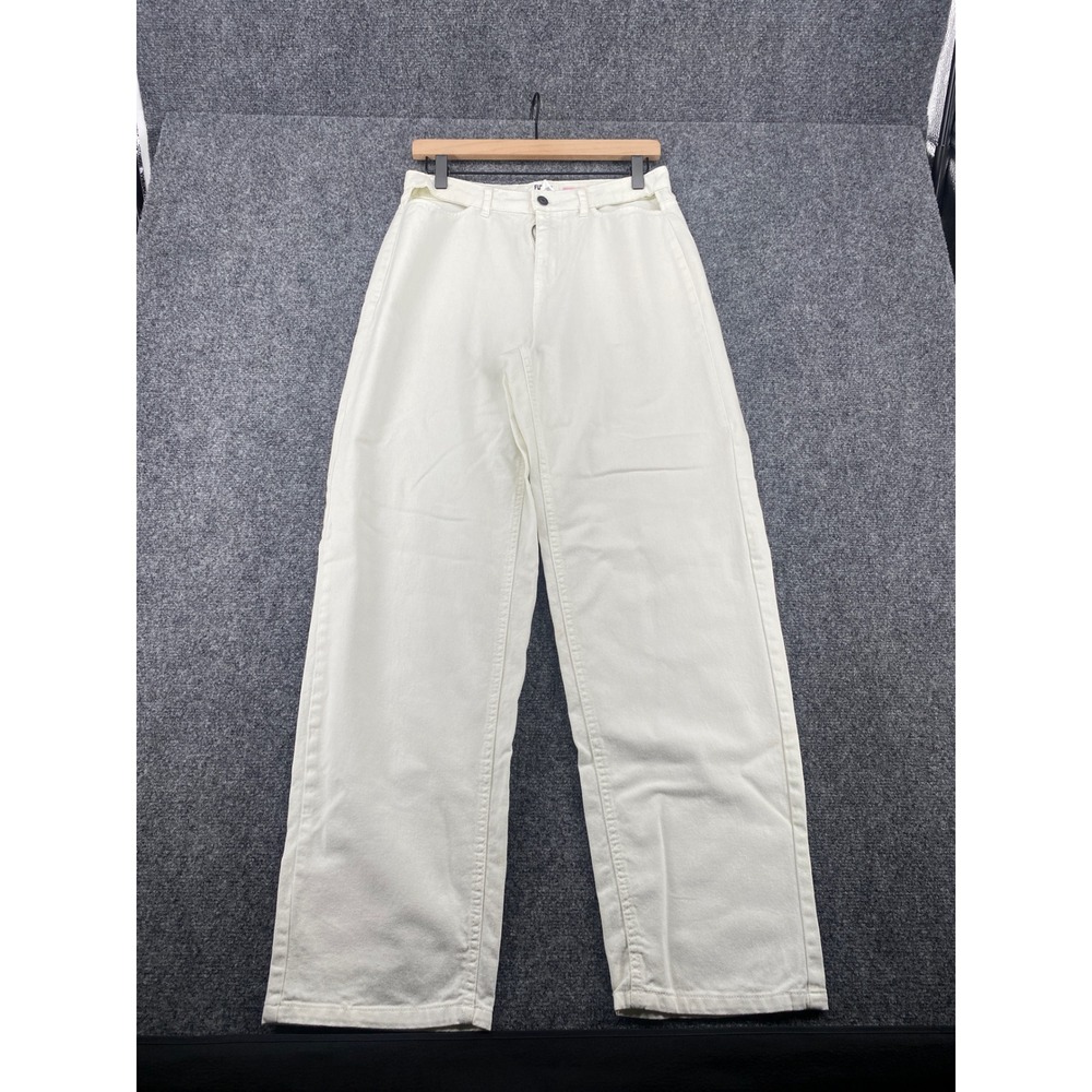Future Collective Alani Noelle Wide Leg Denim Pants Womens Size 6 Off White High